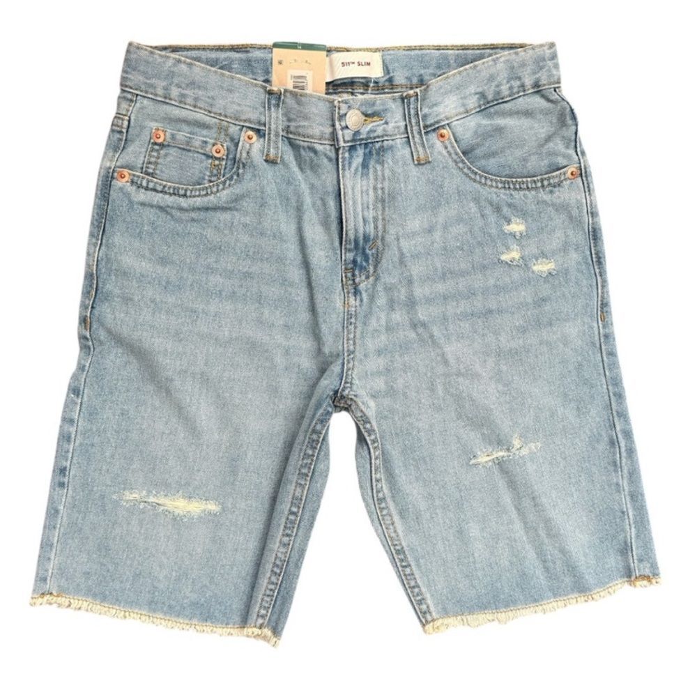 Levi’s 511 Youth Denim Blue Distressed Jean Shorts Boys Size 14 Regular